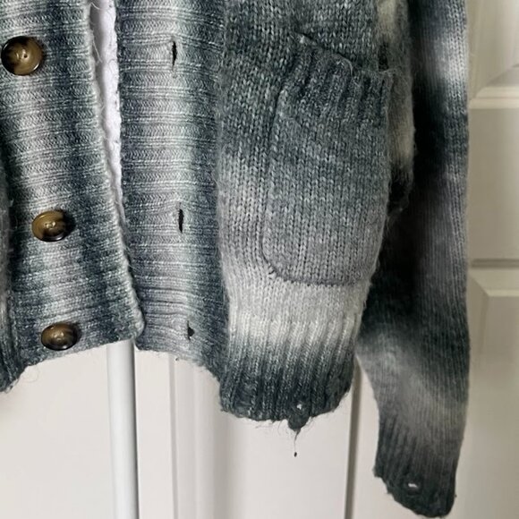 Pacsun Gray Striped Open Button Front Long Sleeve Wool Cardigan Size Medium - Picture 6 of 16